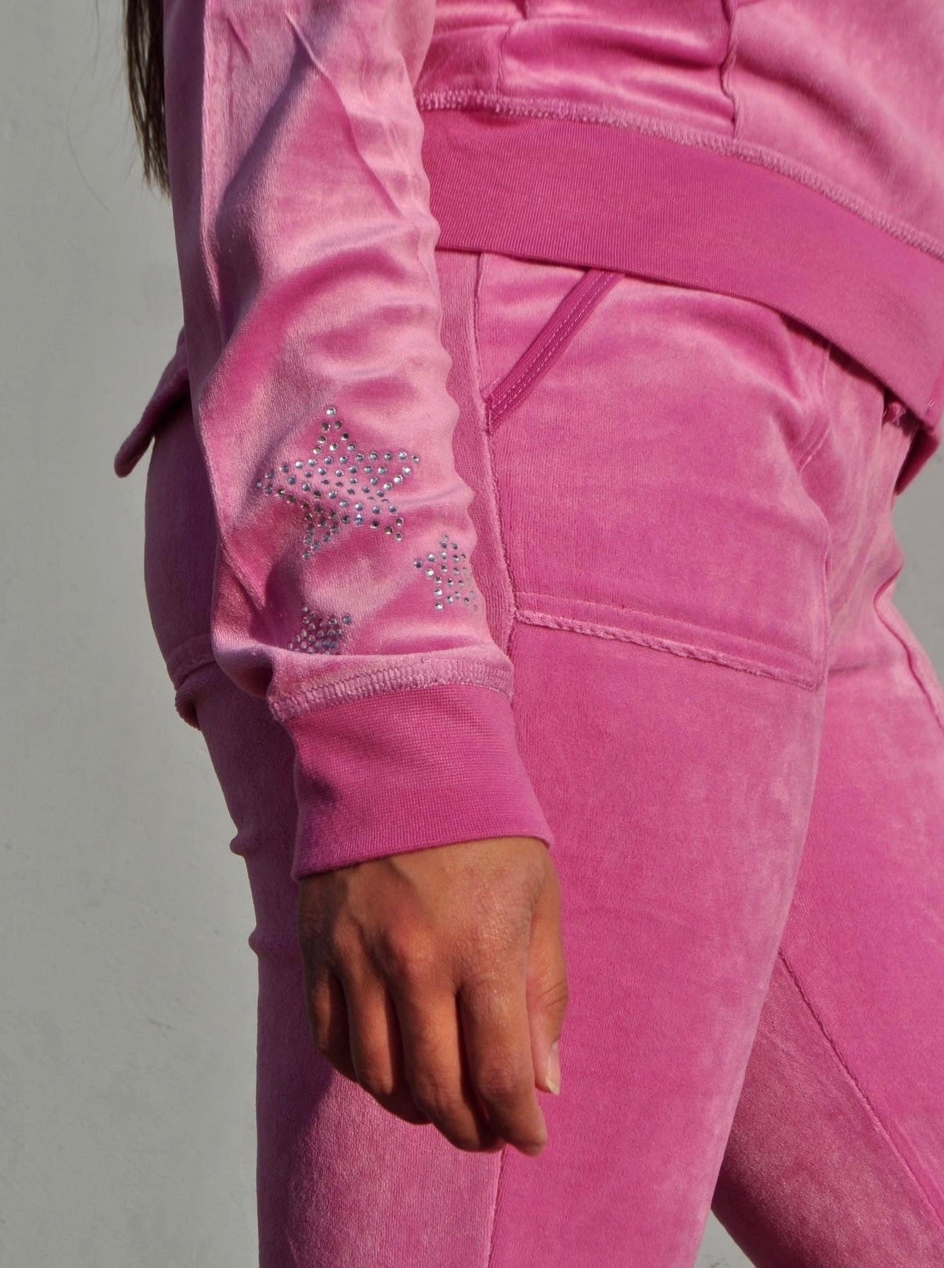 Pink "Stargirl" Velour Rhinestone Tracksuit (Runs Small, Size Up)