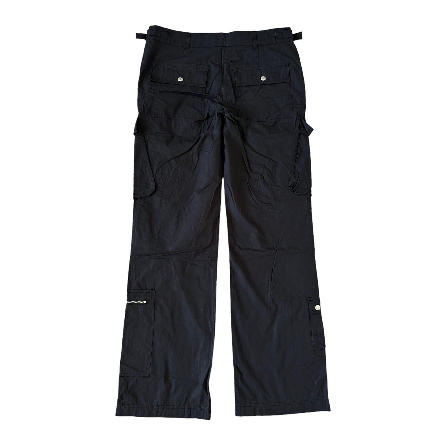 Black Low Rise Bootcut Cargo Pants