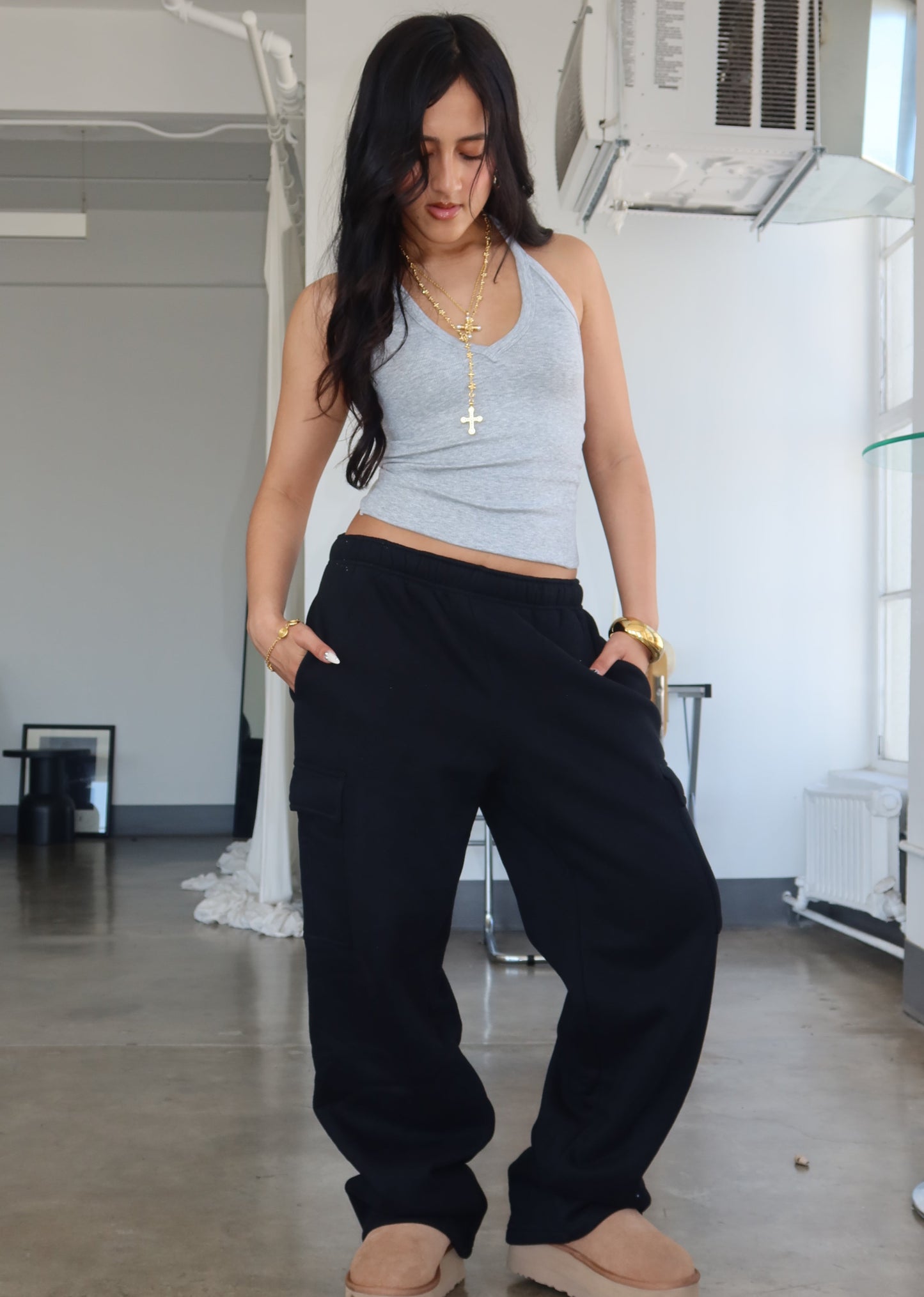 "Cargo Sweatpants that Sweatpant" in Black