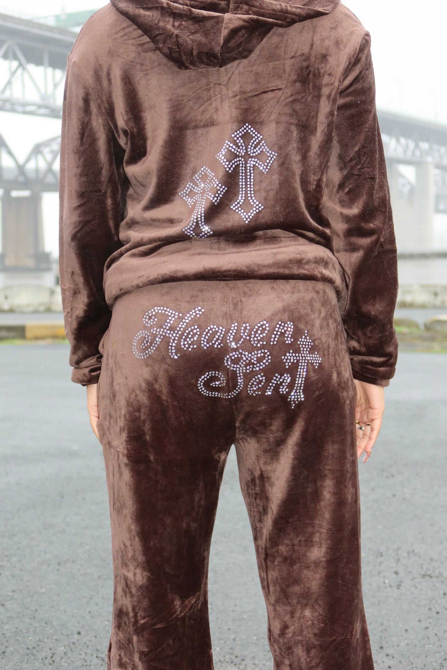 Brown Heaven Sent Velour Tracksuit
