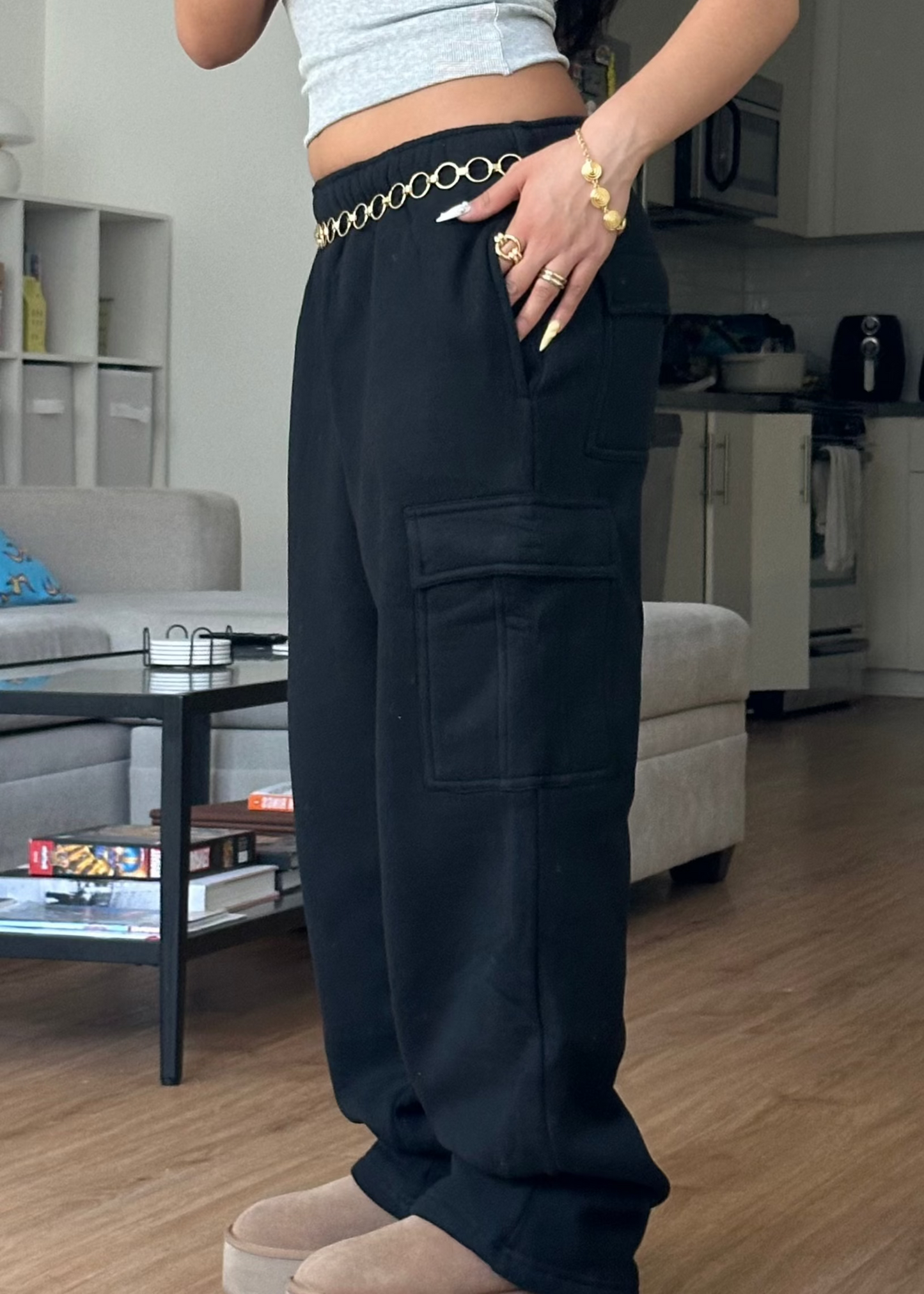 "Cargo Sweatpants that Sweatpant" in Black