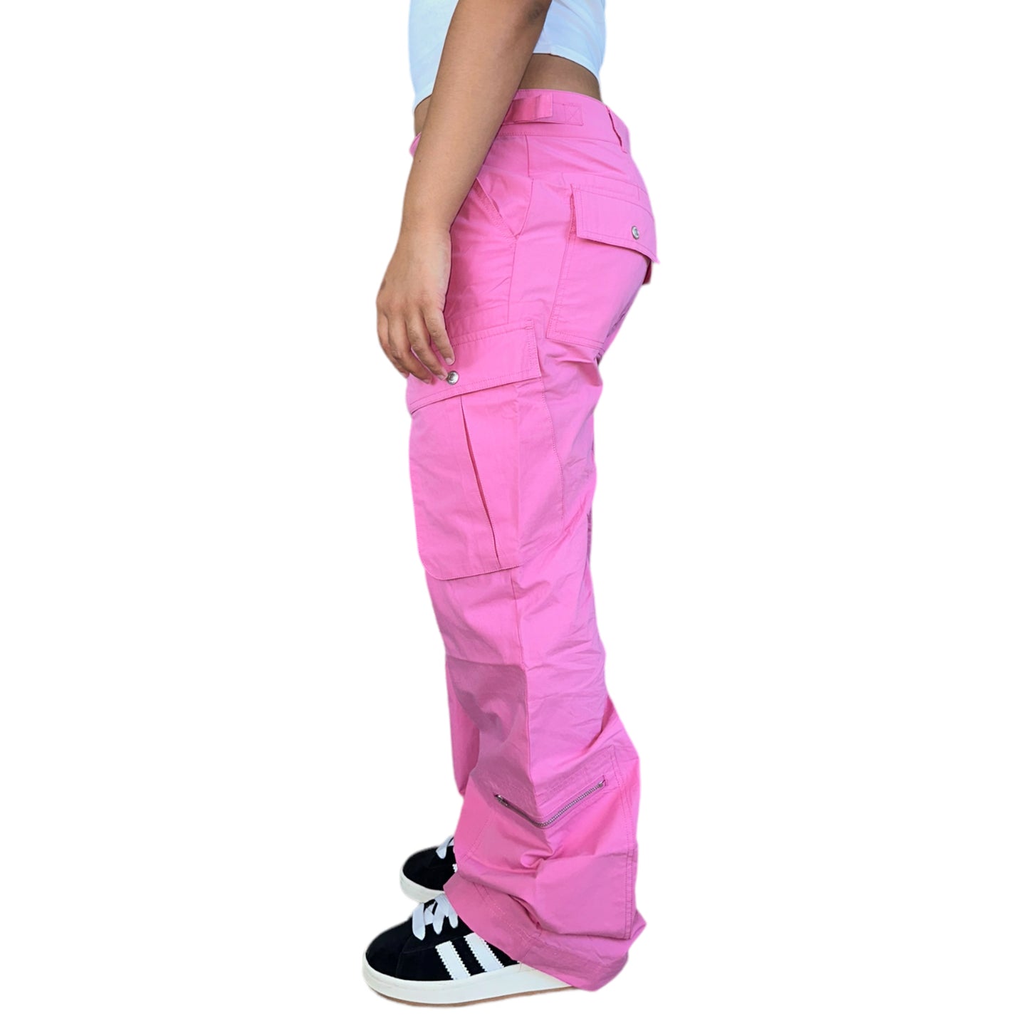 Pink Low Rise Bootcut Cargo Pants