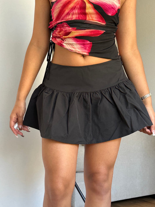 Black Mini Ruffle Skirt