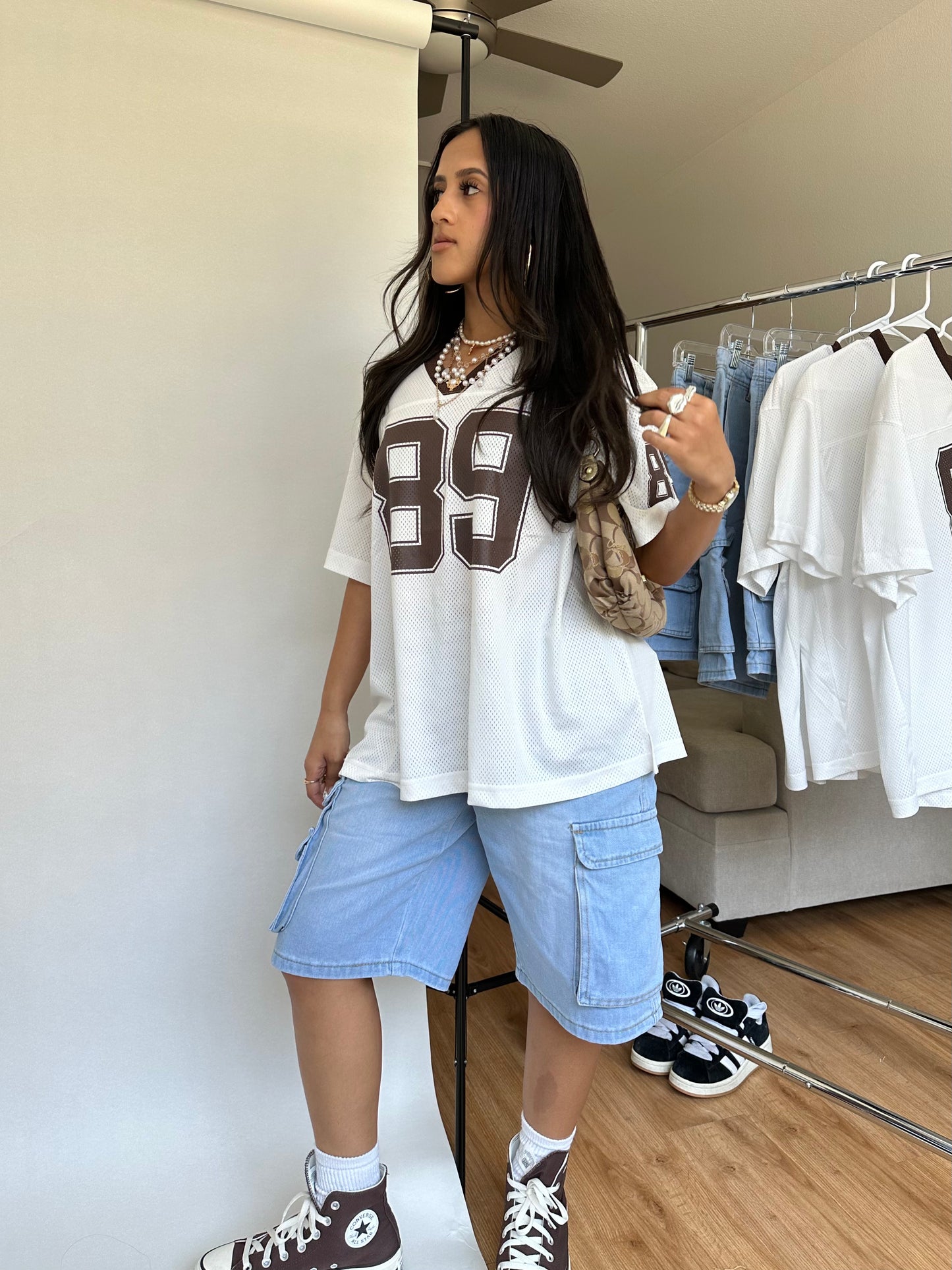 Brown & White Oversized Jersey