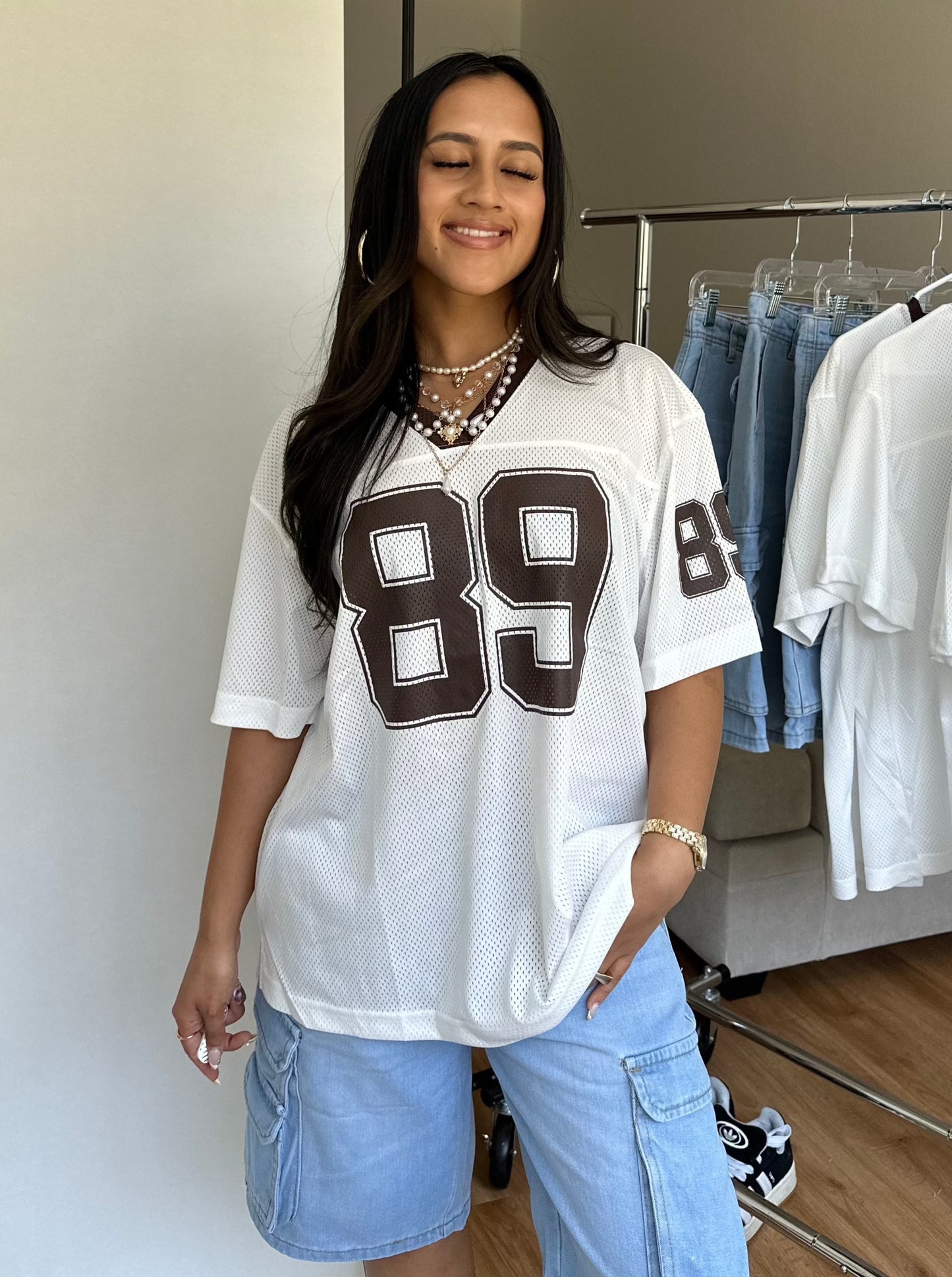 Brown & White Oversized Jersey