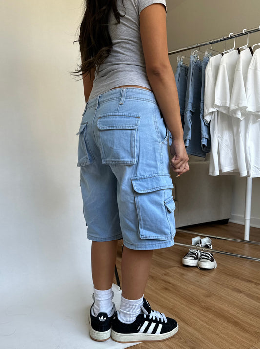 Low Rise Light Wash Denim Jorts