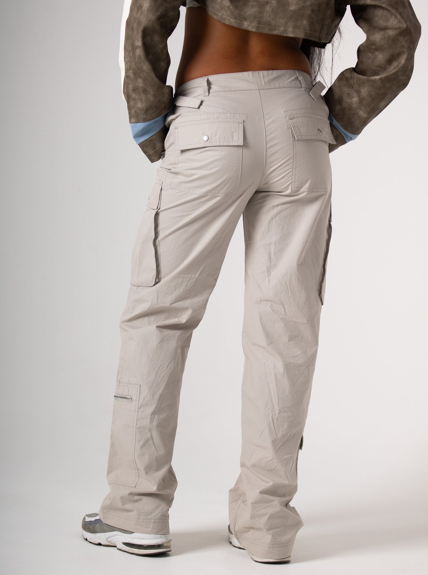 Light Grey Low Rise Bootcut Cargo Pants