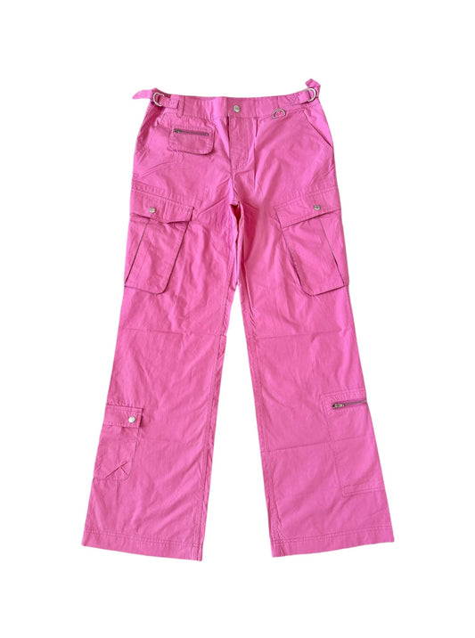 Pink Low Rise Bootcut Cargo Pants