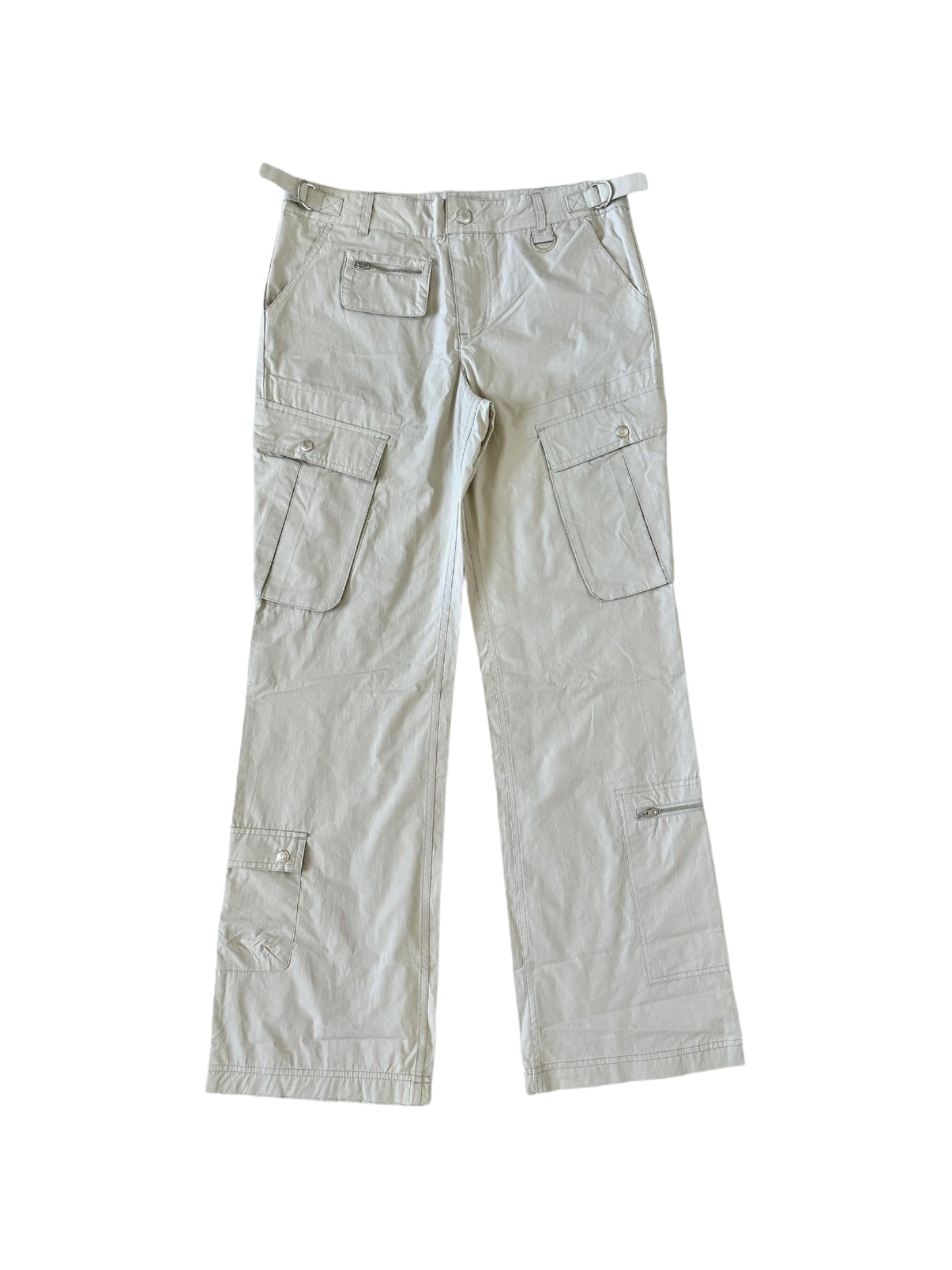 Light Grey Low Rise Bootcut Cargo Pants