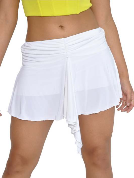 Ruffled White Mini Skirt