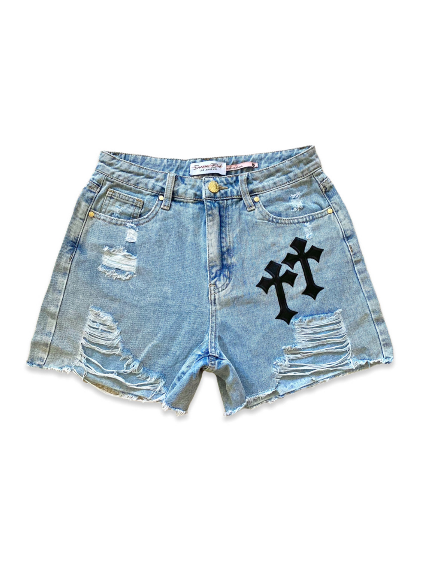 "Ble$$ed" Denim Shorts