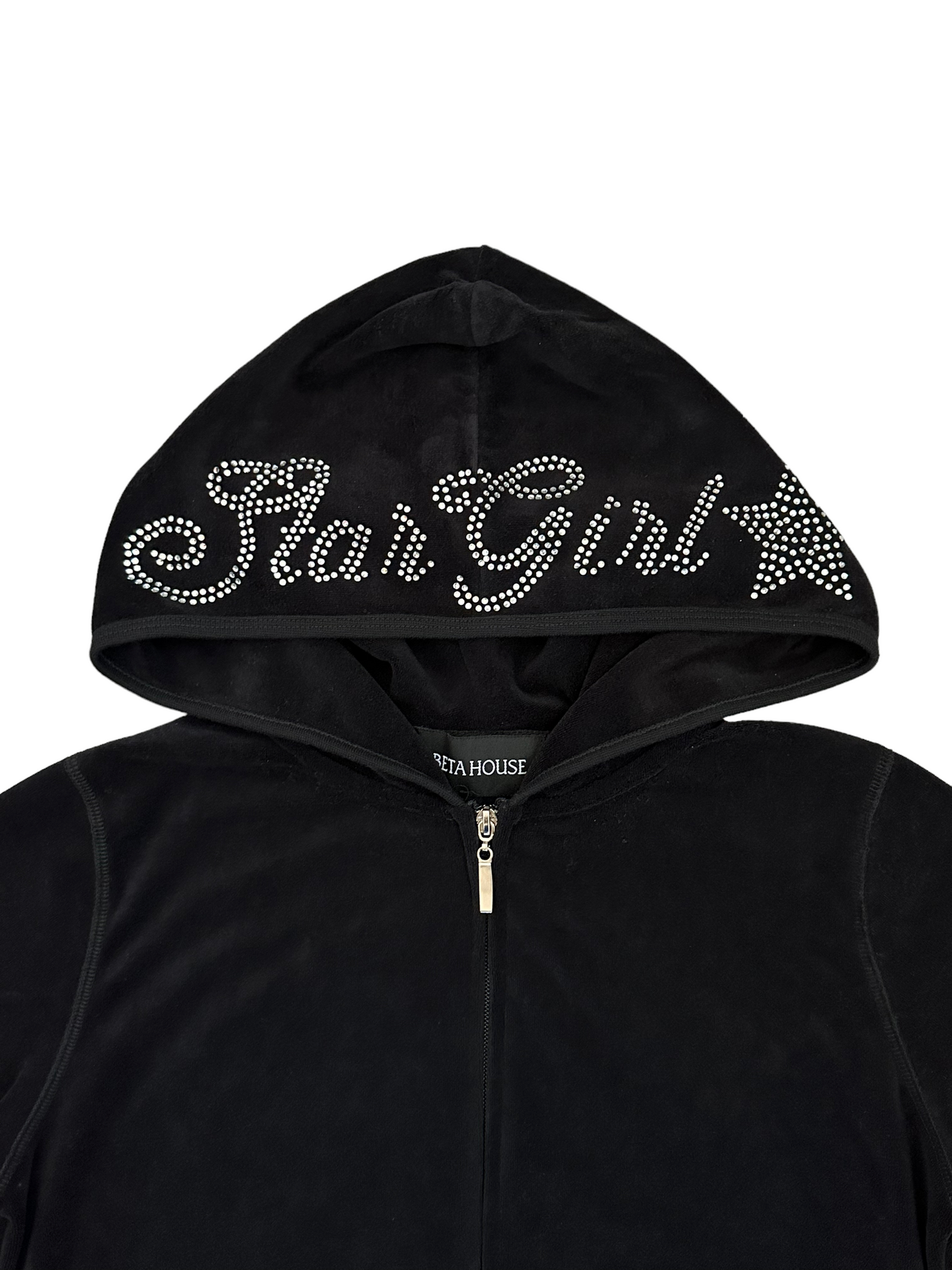 Black “Stargirl” Velour Rhinestone Tracksuit (Runs Small, Size Up)