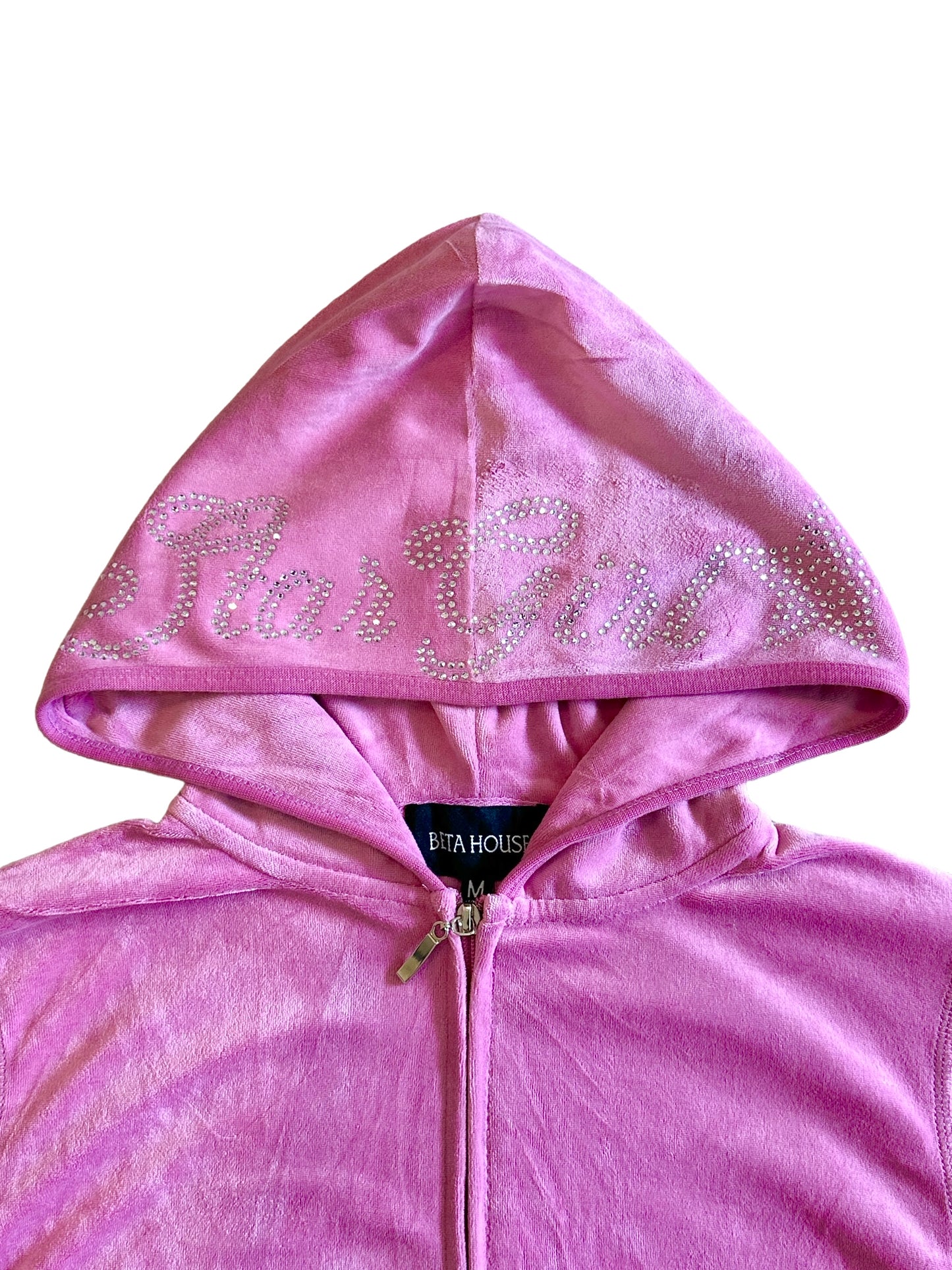 Pink "Stargirl" Velour Rhinestone Tracksuit (Runs Small, Size Up)