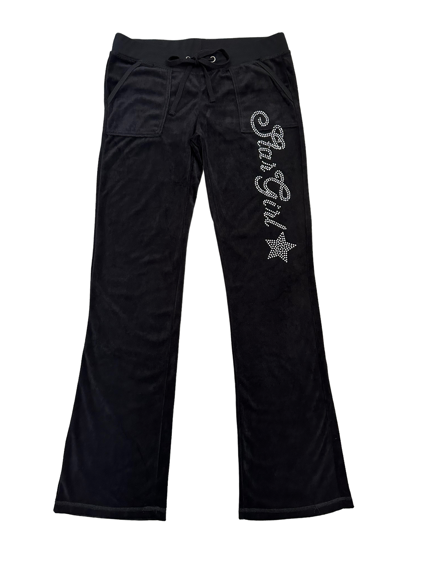 Black “Stargirl” Velour Rhinestone Tracksuit (Runs Small, Size Up)